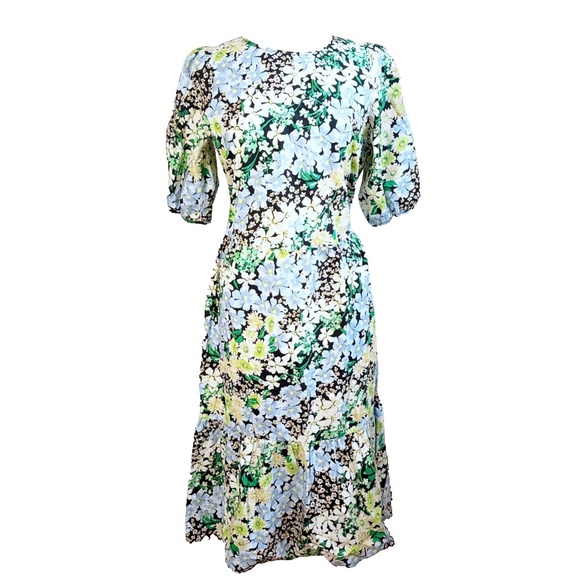 H&M Midi Floral Short Sleeve Dress M Medium Office/Career/Work/Party/Casual EUC - Picture 1 of 7